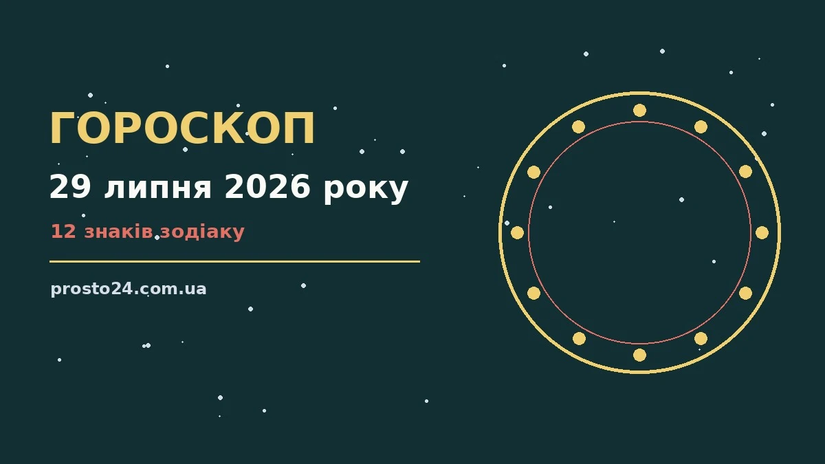 Зоряна карта на тлі вечірнього неба, ілюстрація до гороскопу на 29 липня 2026 року
