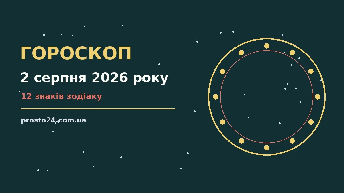 Гороскоп на 2 серпня 2026 року, нічне зоряне небо над містом у синіх і золотистих відтінках