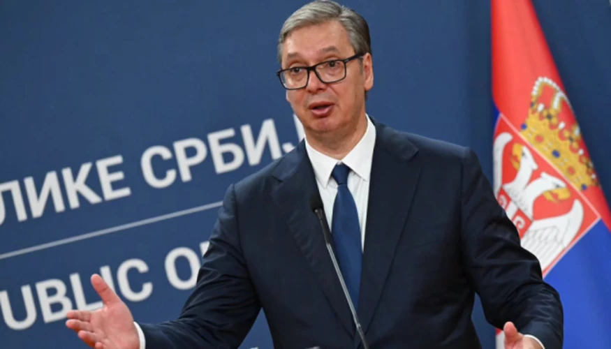 Президент Сербії Александар Вучич разом із президентом України Володимиром Зеленським у Палаці Сербії в Белграді, 8 серпня